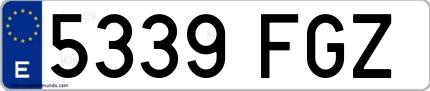 Ejemplo de matrícula española 5339 FGZ