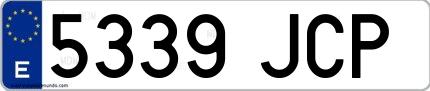 Ejemplo de matrícula española 5339 JCP