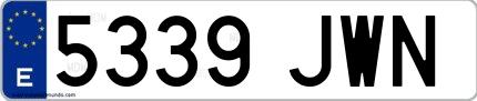 Ejemplo de matrícula española 5339 JWN