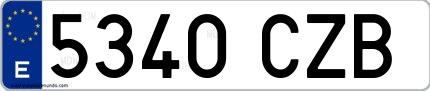Ejemplo de matrícula española 5340 CZB