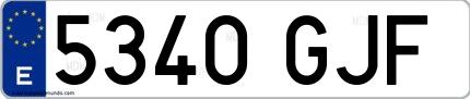 Ejemplo de matrícula española 5340 GJF