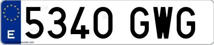 Ejemplo de matrícula española 5340 GWG