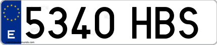 Ejemplo de matrícula de coche ordinaria 5340 HBS