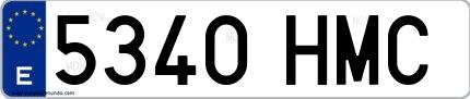 Ejemplo de matrícula española 5340 HMC