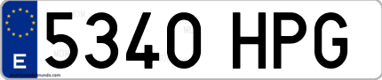 Ejemplo de matrícula de coche ordinaria 5340 HPG