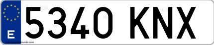 Ejemplo de matrícula española 5340 KNX