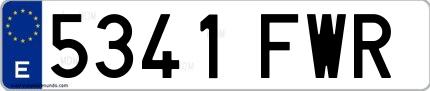 Ejemplo de matrícula española 5341 FWR