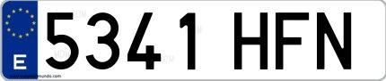 Ejemplo de matrícula española 5341 HFN