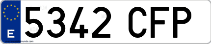 Ejemplo de matrícula de coche ordinaria 5342 CFP