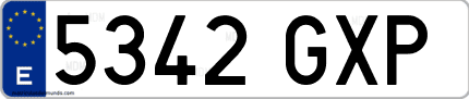 Ejemplo de matrícula de coche ordinaria 5342 GXP