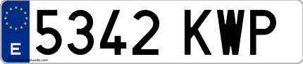 Ejemplo de matrícula de coche ordinaria 5342 KWP