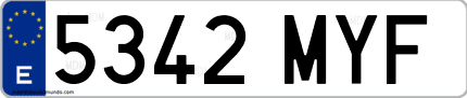Ejemplo de matrícula de coche ordinaria 5342 MYF