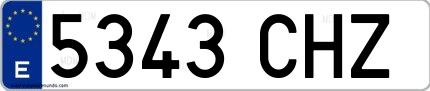 Ejemplo de matrícula española 5343 CHZ