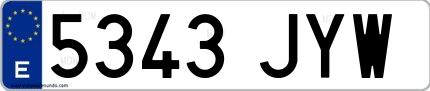 Ejemplo de matrícula española 5343 JYW