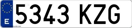 Ejemplo de matrícula española 5343 KZG