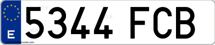 Ejemplo de matrícula de coche ordinaria 5344 FCB