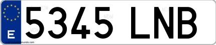 Ejemplo de matrícula española 5345 LNB