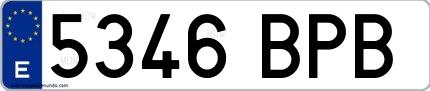 Ejemplo de matrícula española 5346 BPB