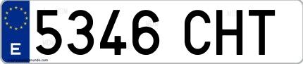 Ejemplo de matrícula española 5346 CHT