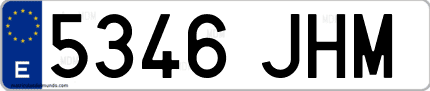Ejemplo de matrícula de coche ordinaria 5346 JHM