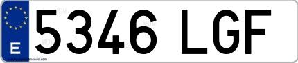 Ejemplo de matrícula de coche ordinaria 5346 LGF