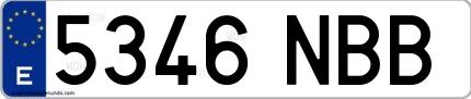 Ejemplo de matrícula española 5346 NBB