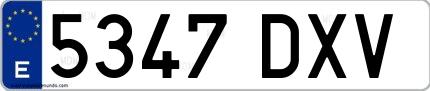 Ejemplo de matrícula española 5347 DXV