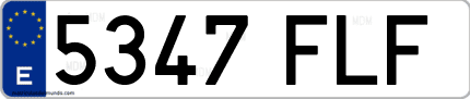 Ejemplo de matrícula de coche ordinaria 5347 FLF