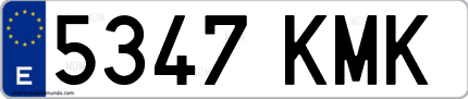 Ejemplo de matrícula de coche ordinaria 5347 KMK