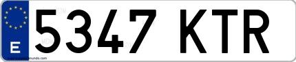 Ejemplo de matrícula española 5347 KTR