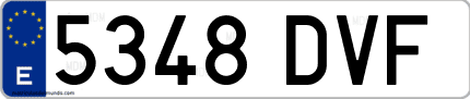 Ejemplo de matrícula de coche ordinaria 5348 DVF