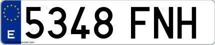 Ejemplo de matrícula española 5348 FNH