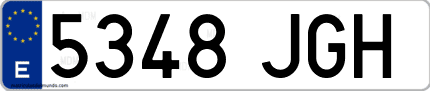 Ejemplo de matrícula de coche ordinaria 5348 JGH