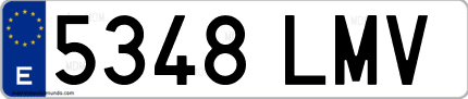 Ejemplo de matrícula de coche ordinaria 5348 LMV