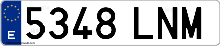 Ejemplo de matrícula de coche ordinaria 5348 LNM