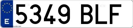 Ejemplo de matrícula española 5349 BLF