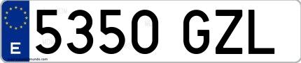 Ejemplo de matrícula española 5350 GZL