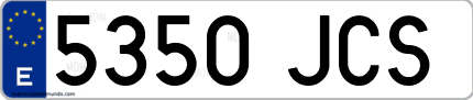 Ejemplo de matrícula de coche ordinaria 5350 JCS