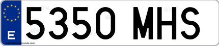Ejemplo de matrícula de coche ordinaria 5350 MHS