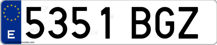 Ejemplo de matrícula de coche ordinaria 5351 BGZ