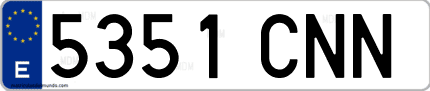 Ejemplo de matrícula de coche ordinaria 5351 CNN