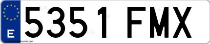 Ejemplo de matrícula de coche ordinaria 5351 FMX