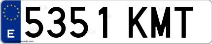 Ejemplo de matrícula española 5351 KMT