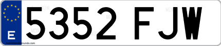 Ejemplo de matrícula de coche ordinaria 5352 FJW