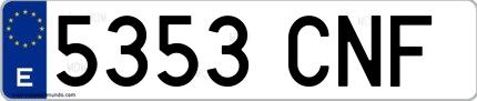 Ejemplo de matrícula española 5353 CNF