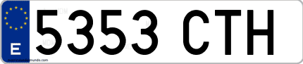 Ejemplo de matrícula de coche ordinaria 5353 CTH
