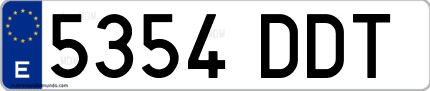 Ejemplo de matrícula de coche ordinaria 5354 DDT