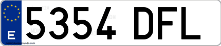 Ejemplo de matrícula de coche ordinaria 5354 DFL