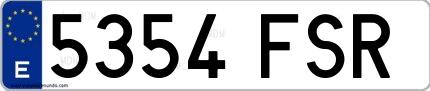 Ejemplo de matrícula española 5354 FSR