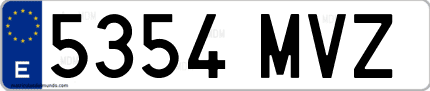 Ejemplo de matrícula de coche ordinaria 5354 MVZ